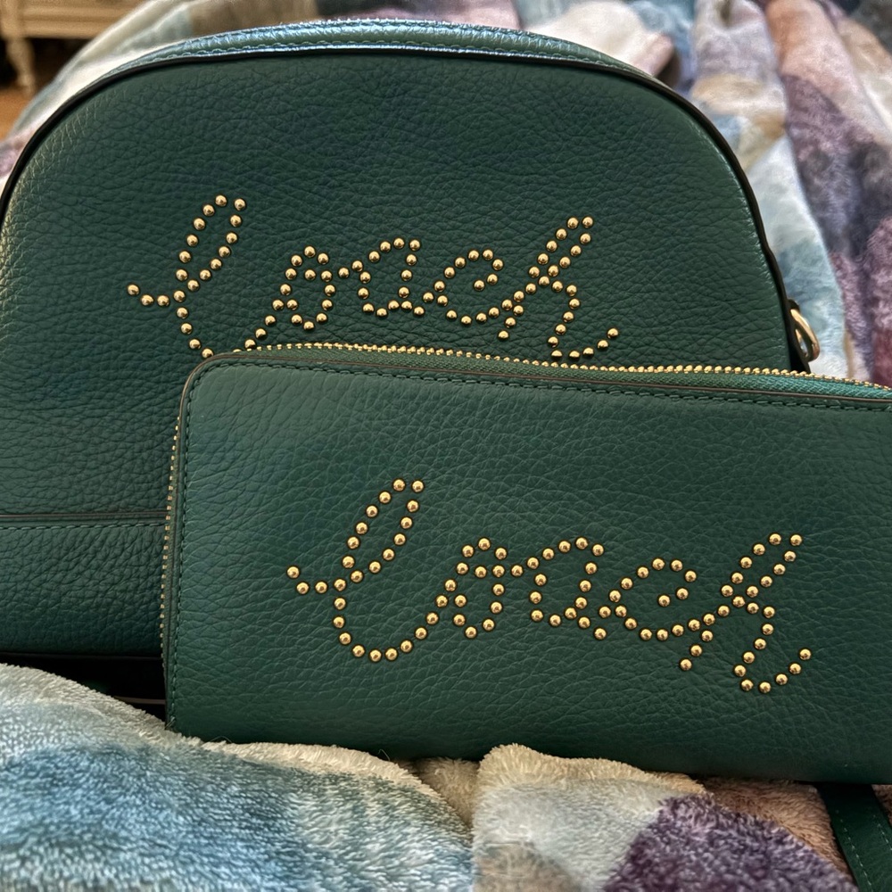 Coach Teal Women's Backpack and Wallet Set
